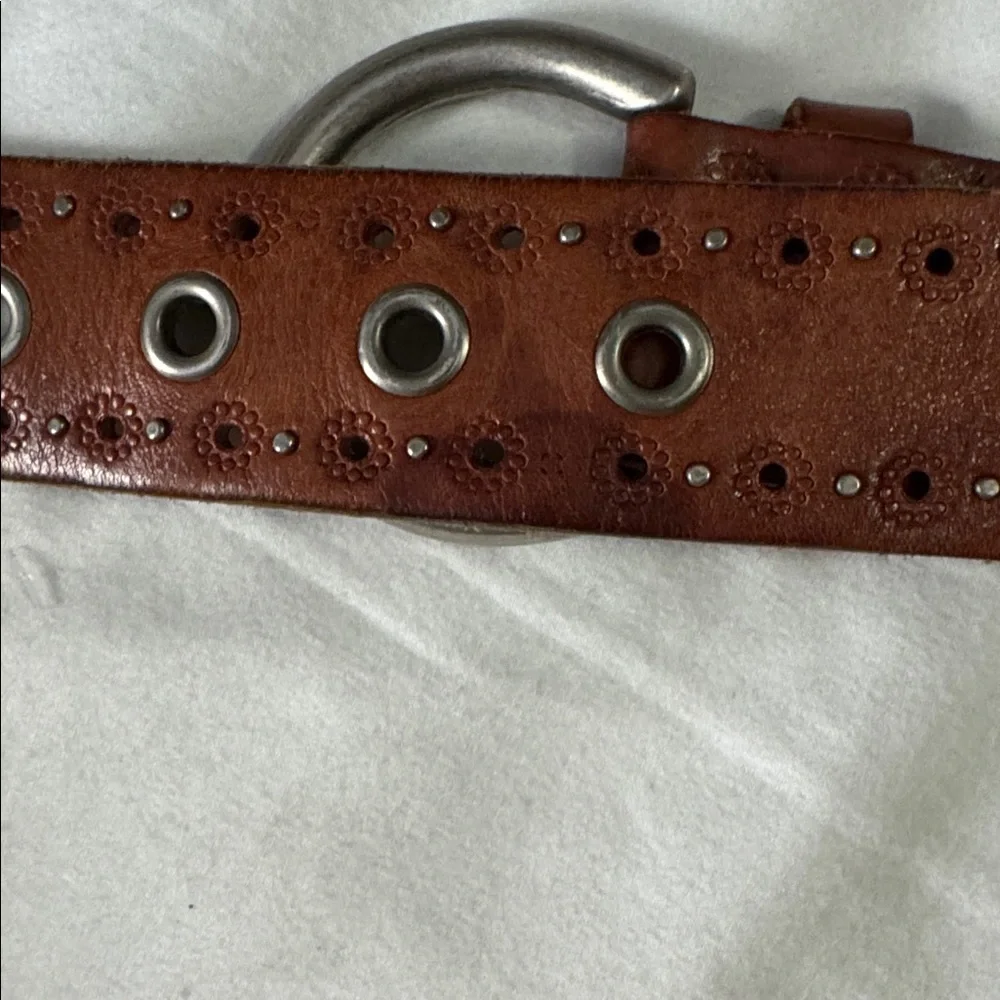 Y2K Brown Leather Belt with Silver Buckle - Picture 7 of 7